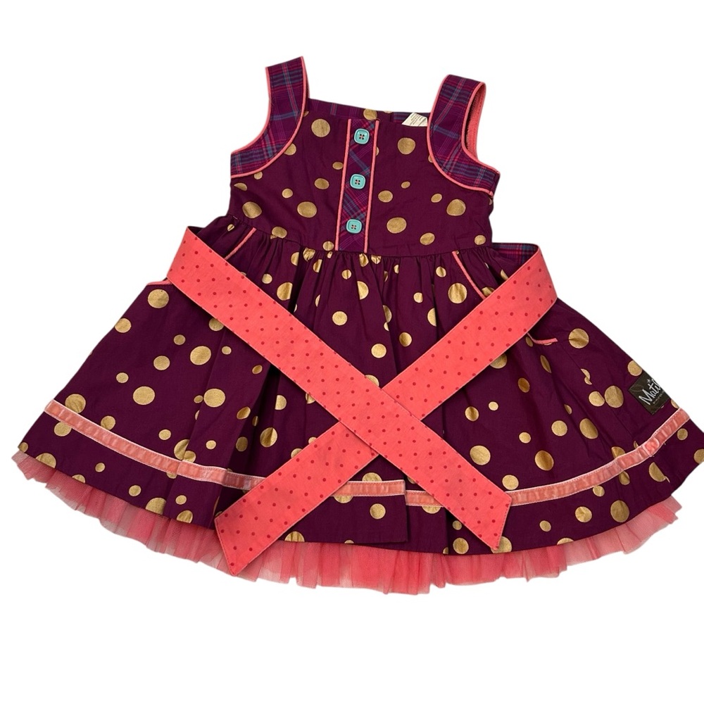 Matilda Jane Nicoletta Girls Dress Size 2 Mixed Print Twirl Buttons Vibrant
